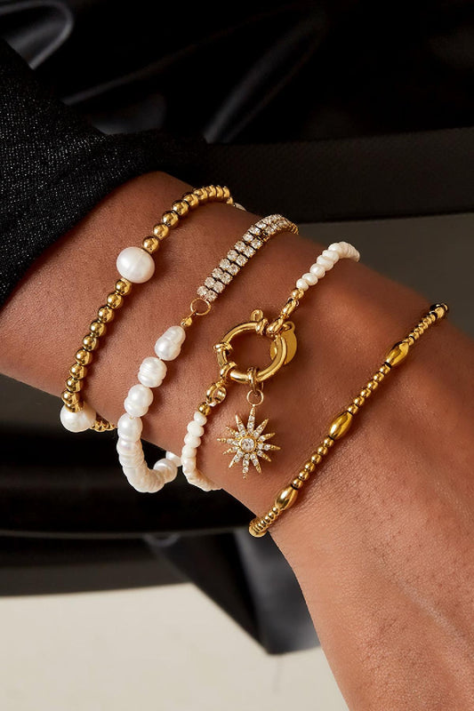 Armband met parels en strass steentjes