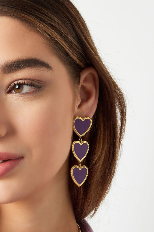 Statement oorbellen triple hart