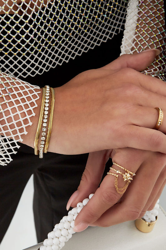 Dubbele armband met strass steentjes