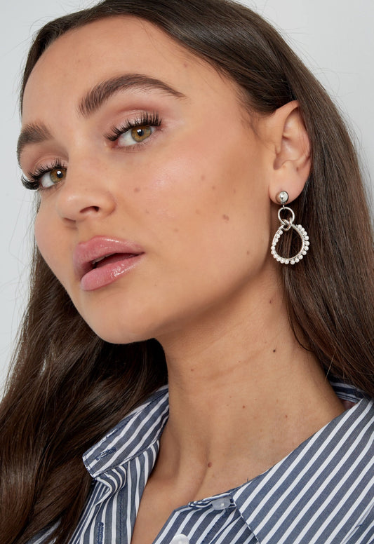 Oorbellen triple rond met parels