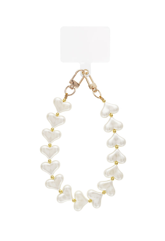 Telefoonkoord met parel hartjes