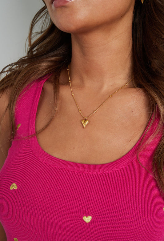 Ketting met bolletjes en hartje