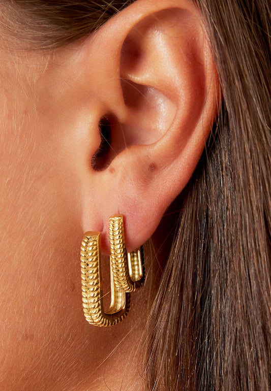 Oorbellen rechthoek gestreept