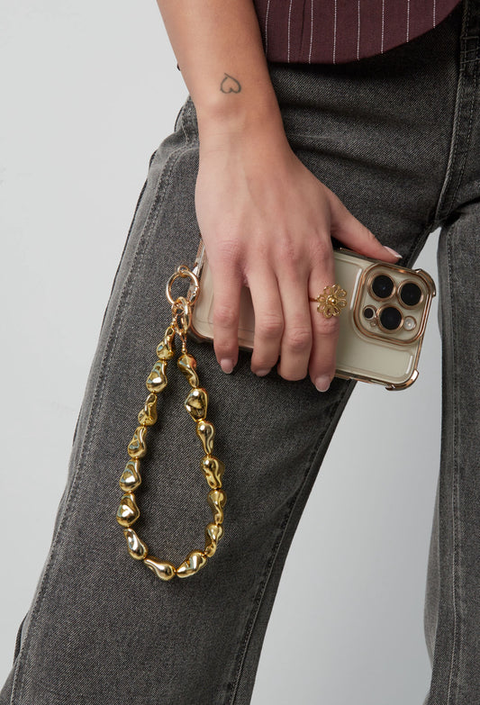 Telefoonkoord elegance goudkleur