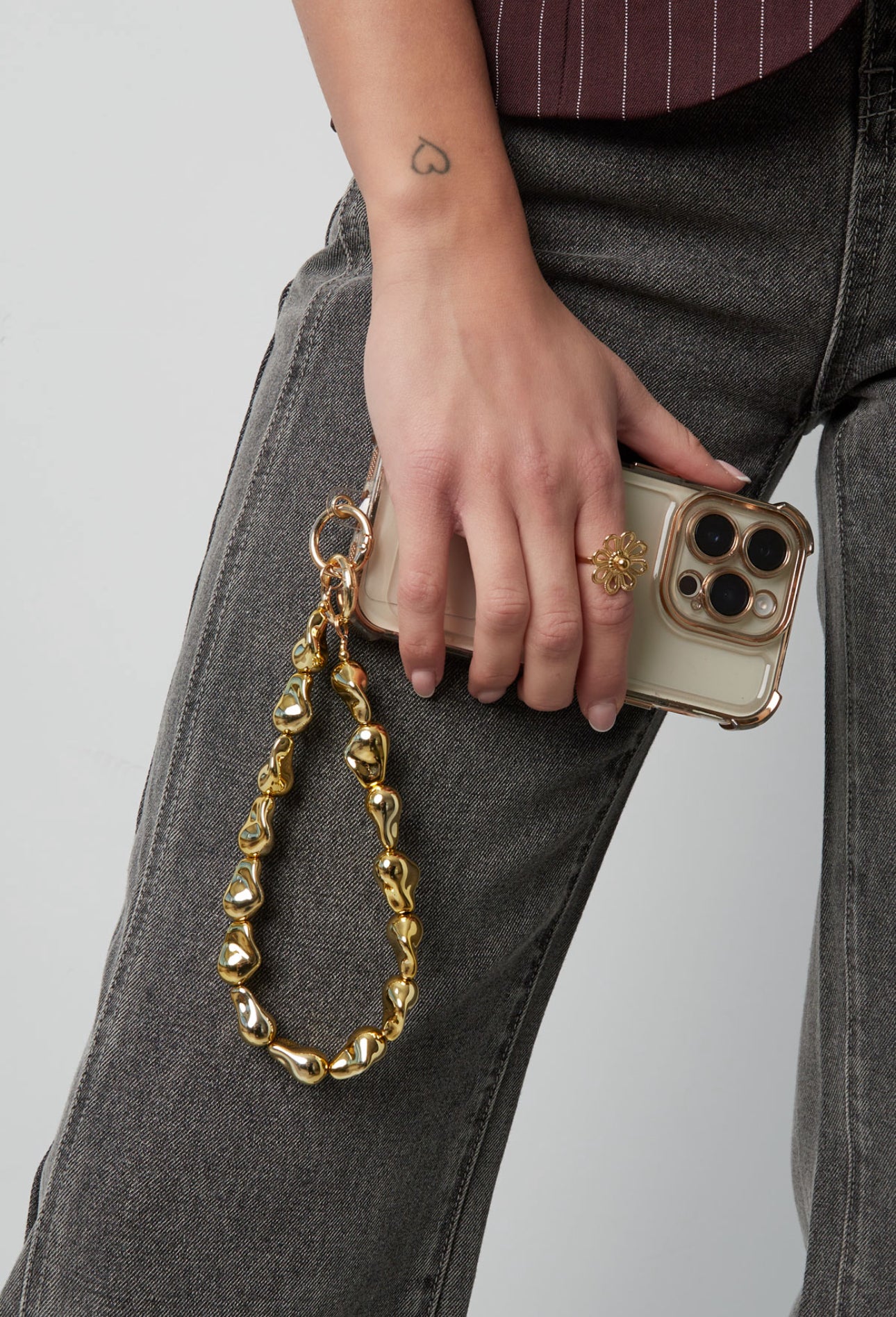 Telefoonkoord elegance goudkleur