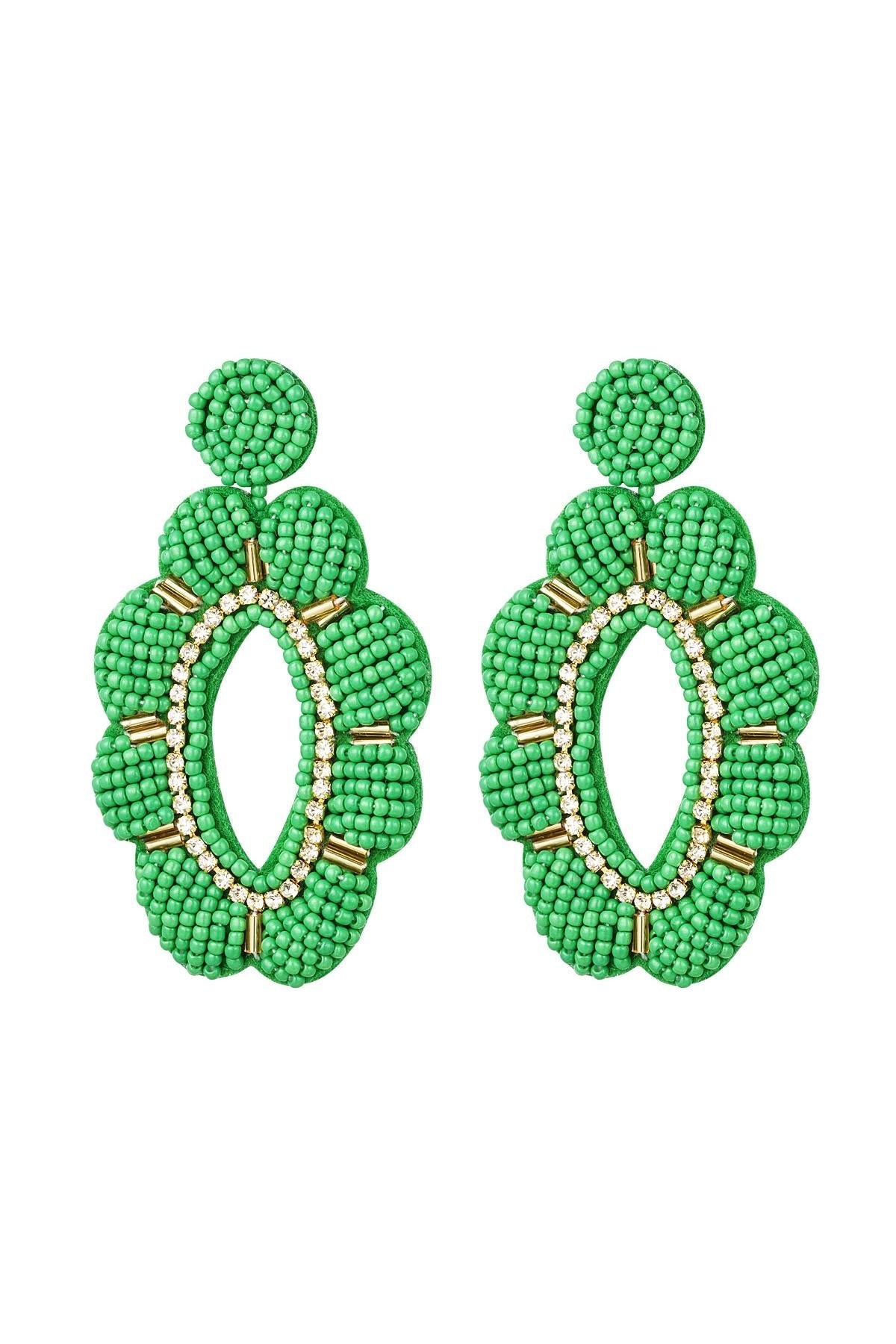 Statement oorbellen colorful Groen met strass steentjes