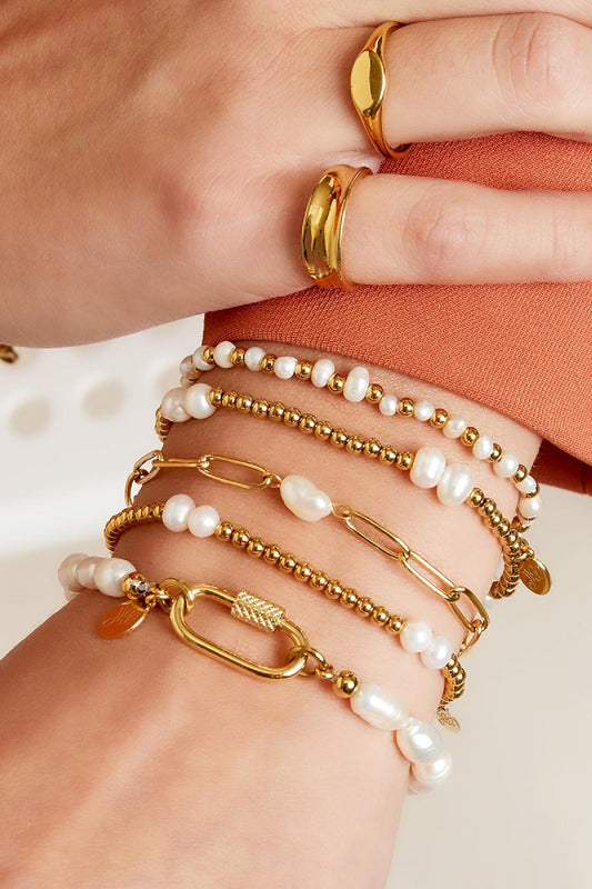 Schakelarmband met parel