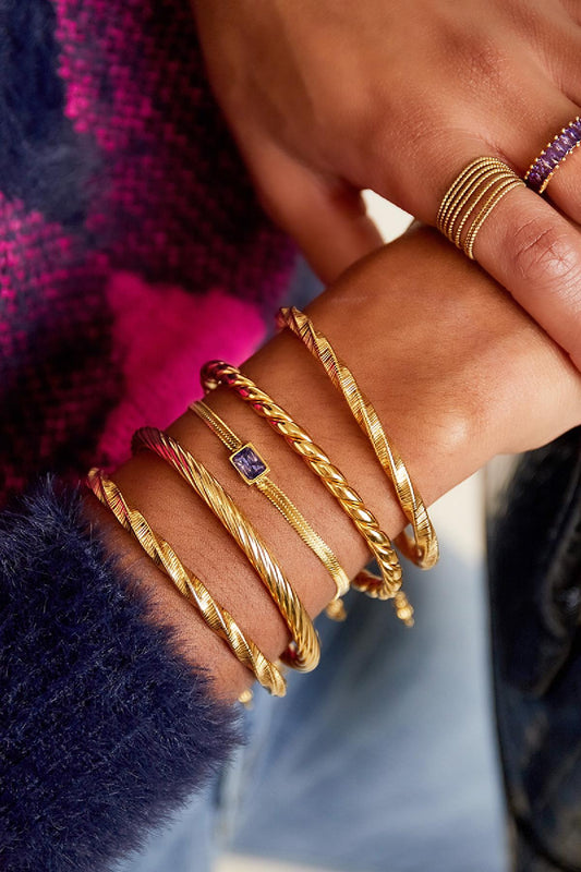 Snake chain armband paars