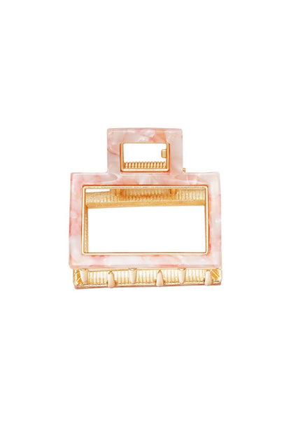 Haarklem vierkant marble roze