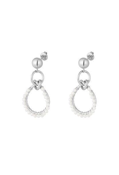Oorbellen triple rond met parels