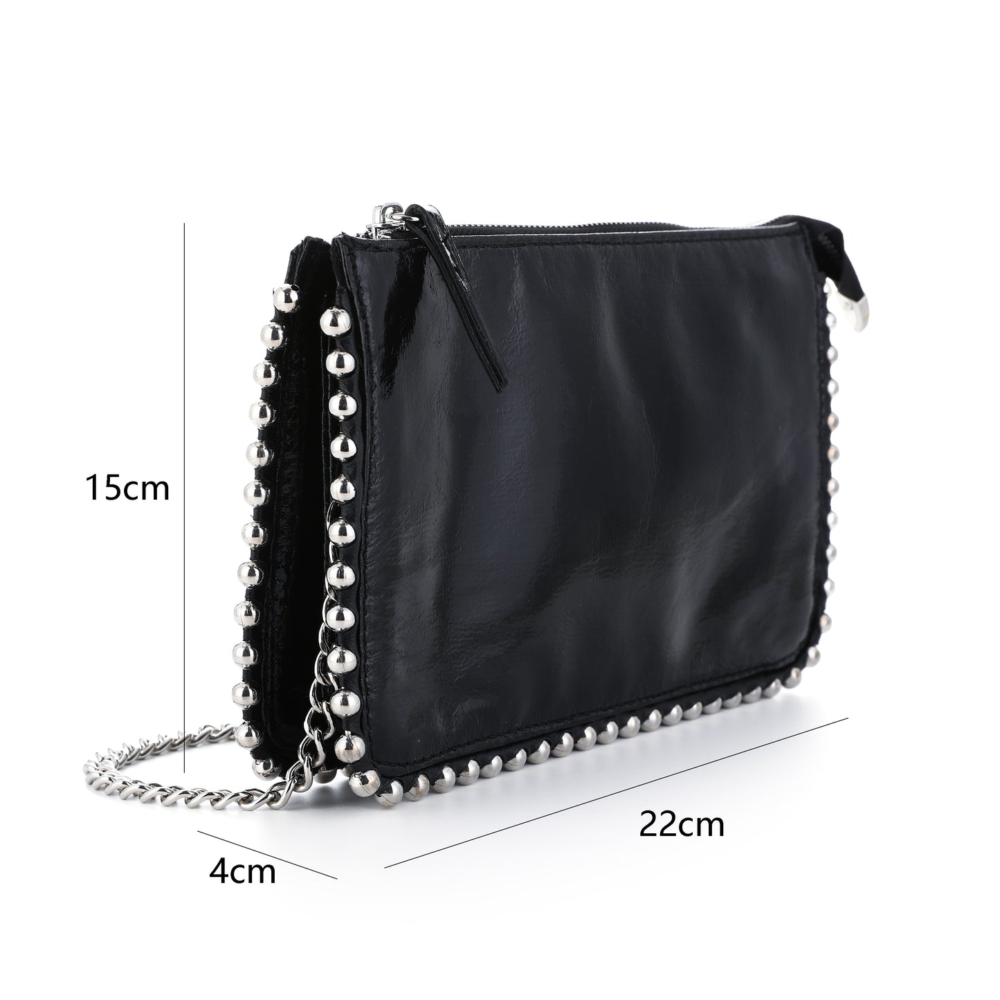 Zwarte lak schoudertas / crossbody bag