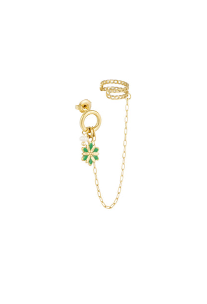 Oorbel met bloem en earcuff