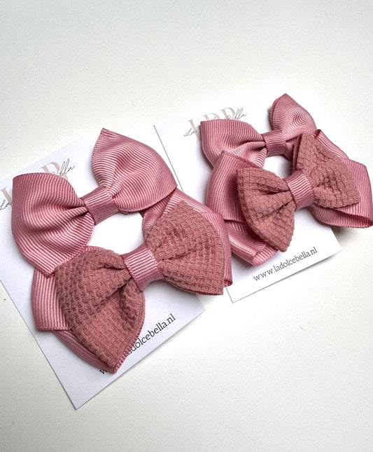 Roze haarclipjes met strik