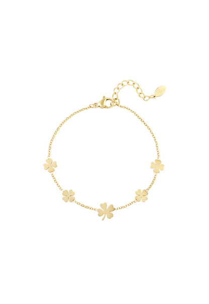 Armband 5 klavertjes Goudkleur 