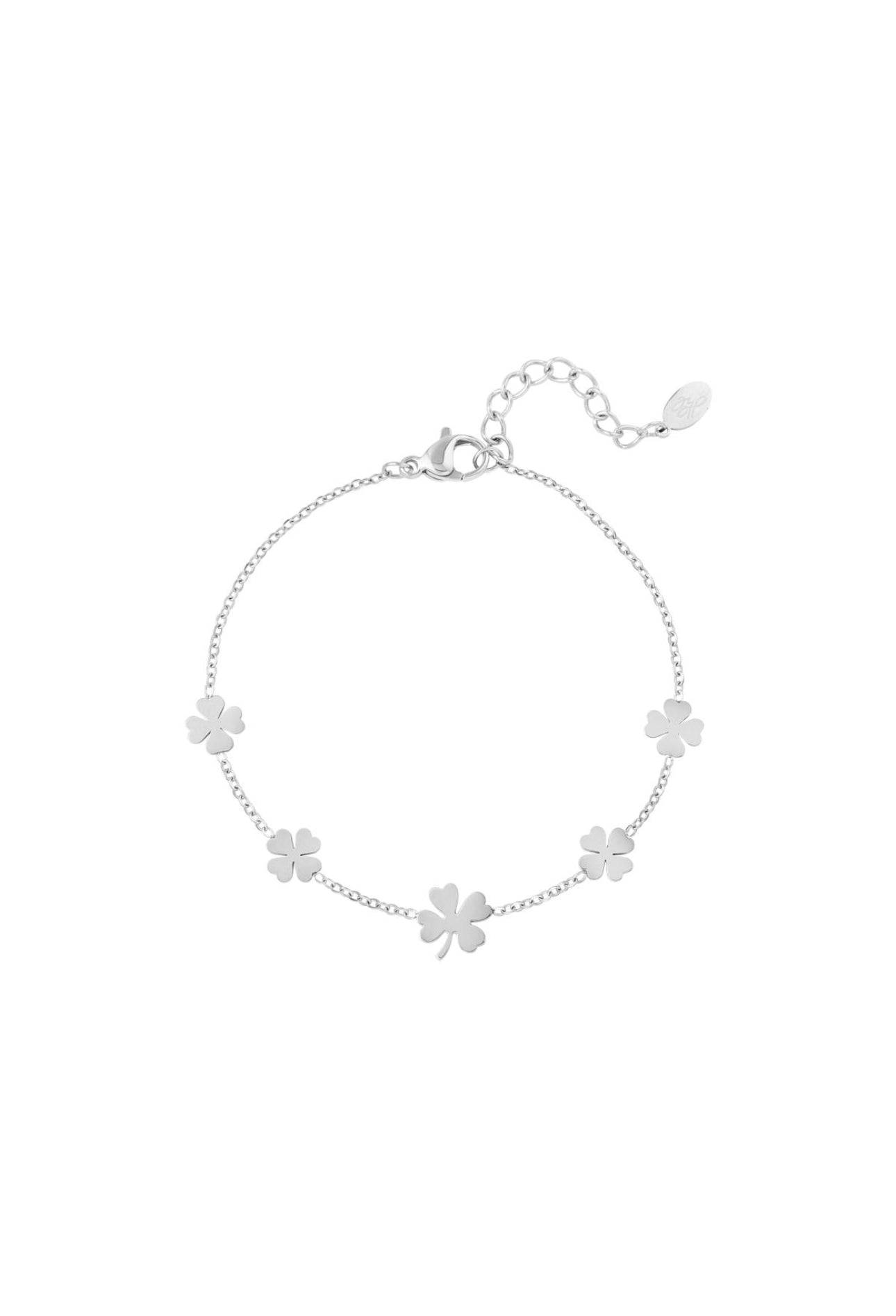Armband 5 klavertjes Zilverkleur 