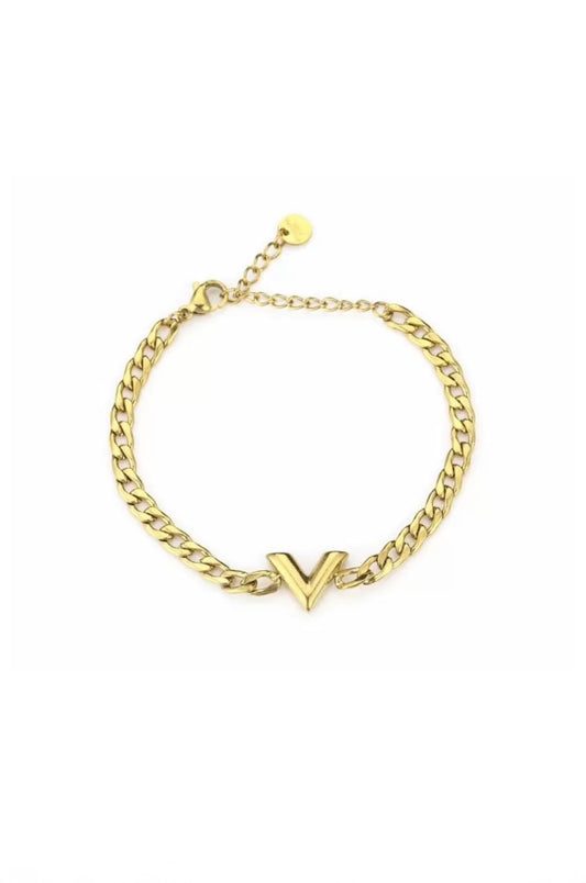 Armband V chunky Goudkleur 