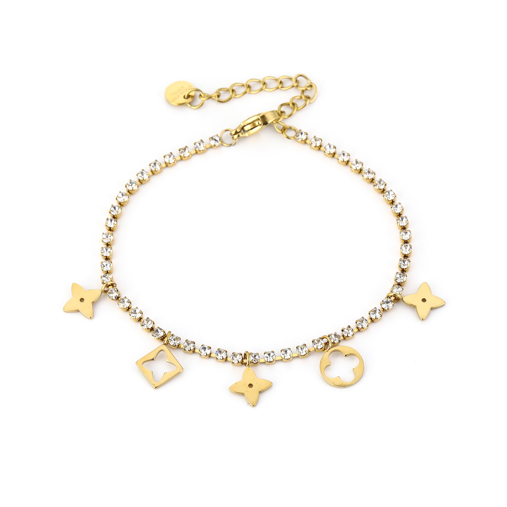 Armband met bedels en strass steentjes
