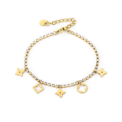 Armband met bedels en strass steentjes