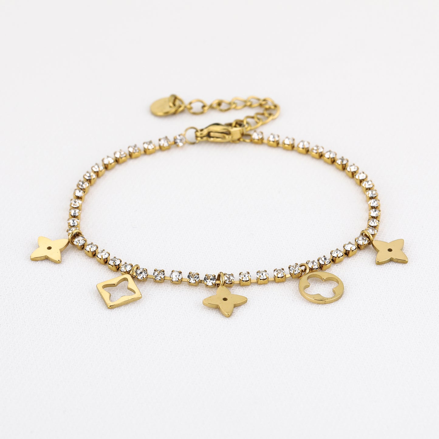 Armband met bedels en strass steentjes Goudkleur 