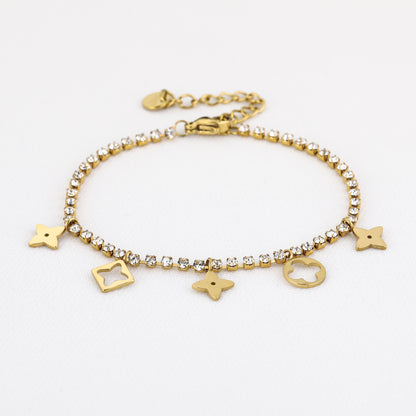Armband met bedels en strass steentjes Goudkleur 
