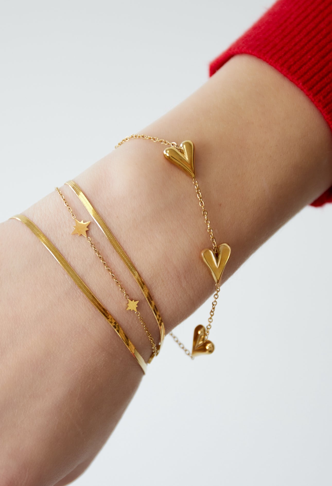 Armband met drie hartjes Waterproof en nikkelvrij 