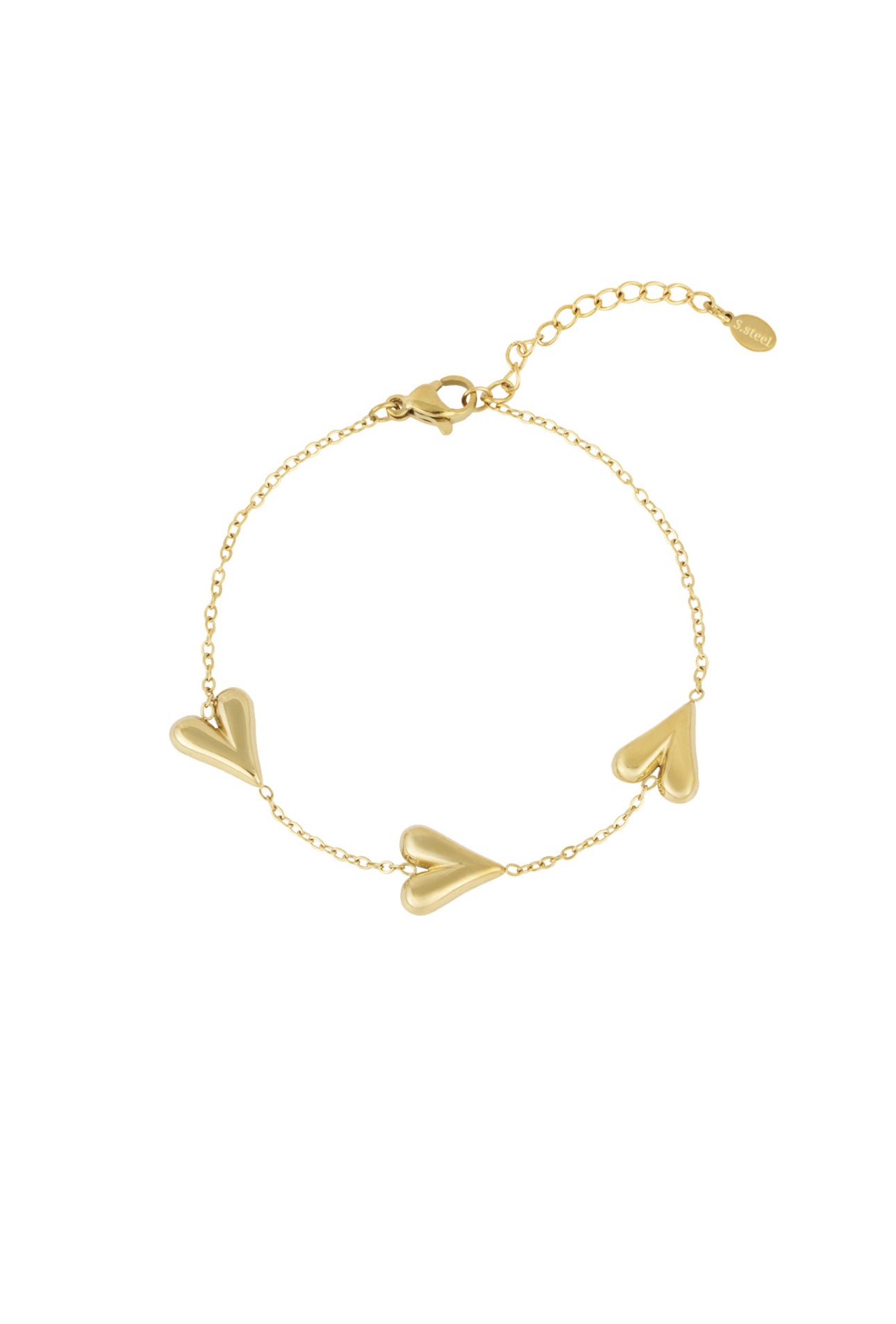 Armband met drie hartjes Goudkleur 