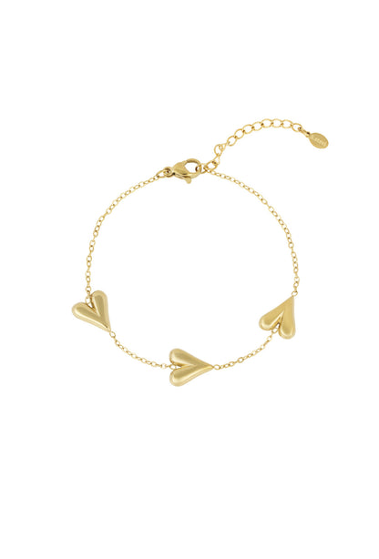 Armband met drie hartjes Goudkleur 