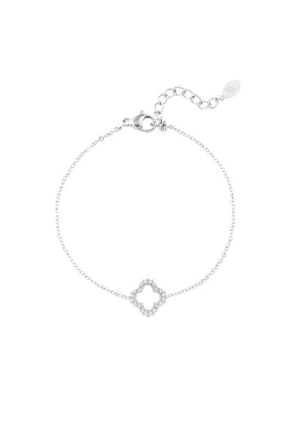 Armband met glinsterende klaver zilverkleur
