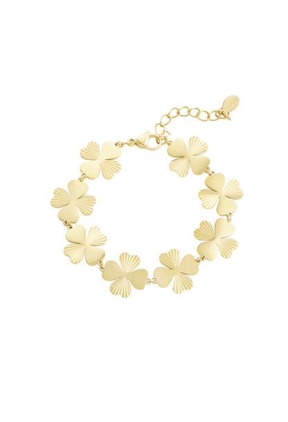 Armband met grote klavers goudkleur 