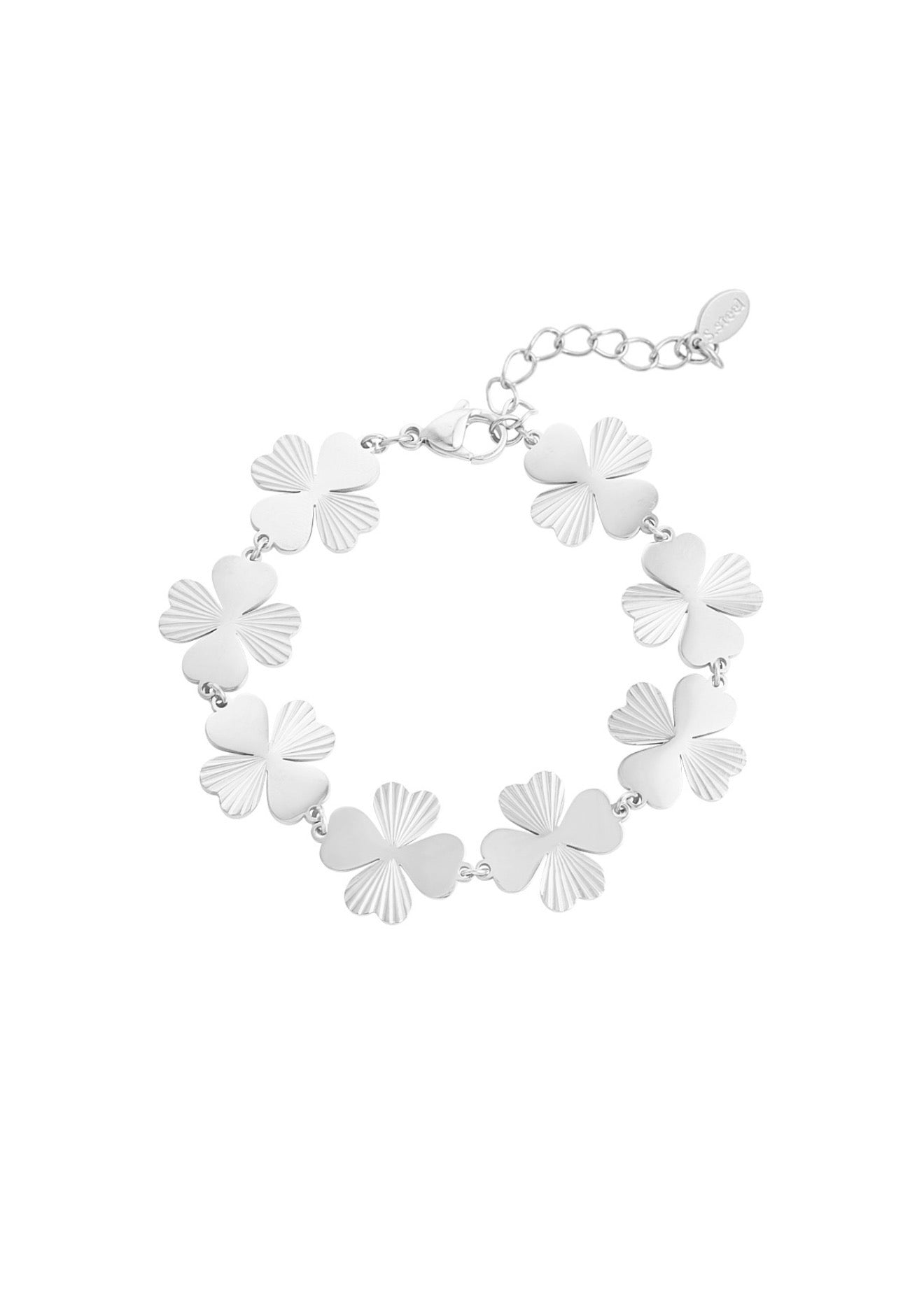 Armband met grote klavers zilverkleur  