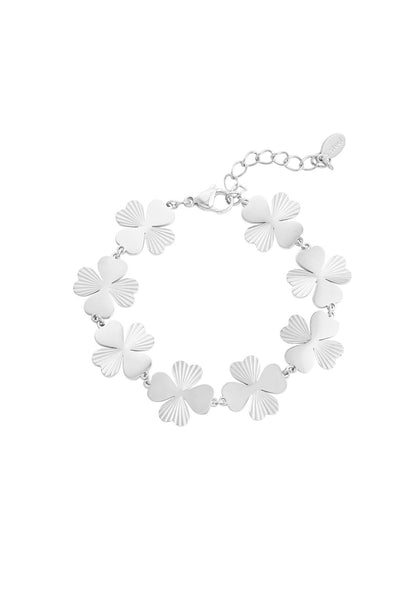 Armband met grote klavers zilverkleur  