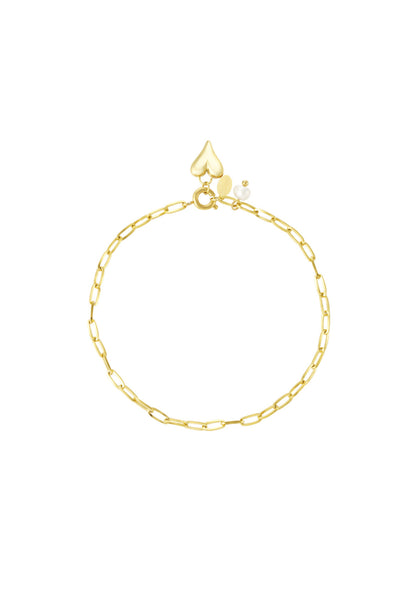 Armband met hartje en parel goudkleur 