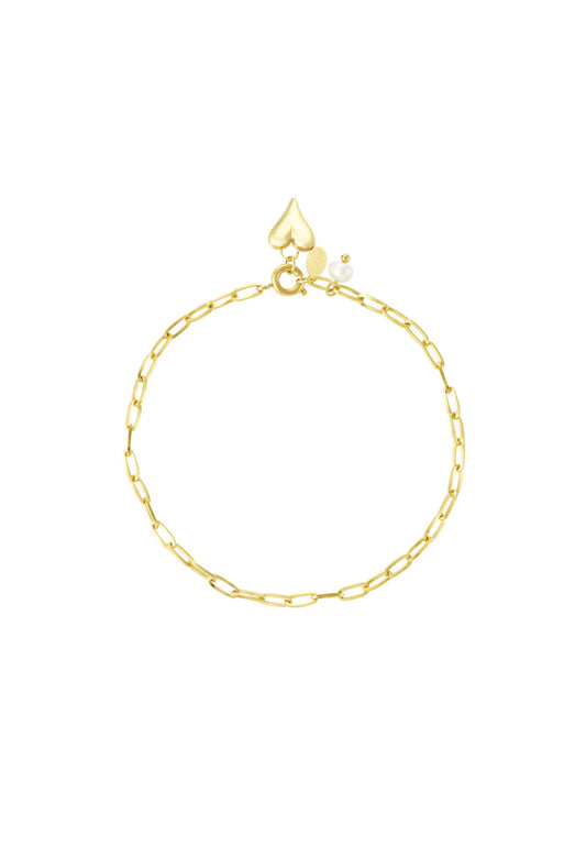 Armband met hartje en parel goudkleur 