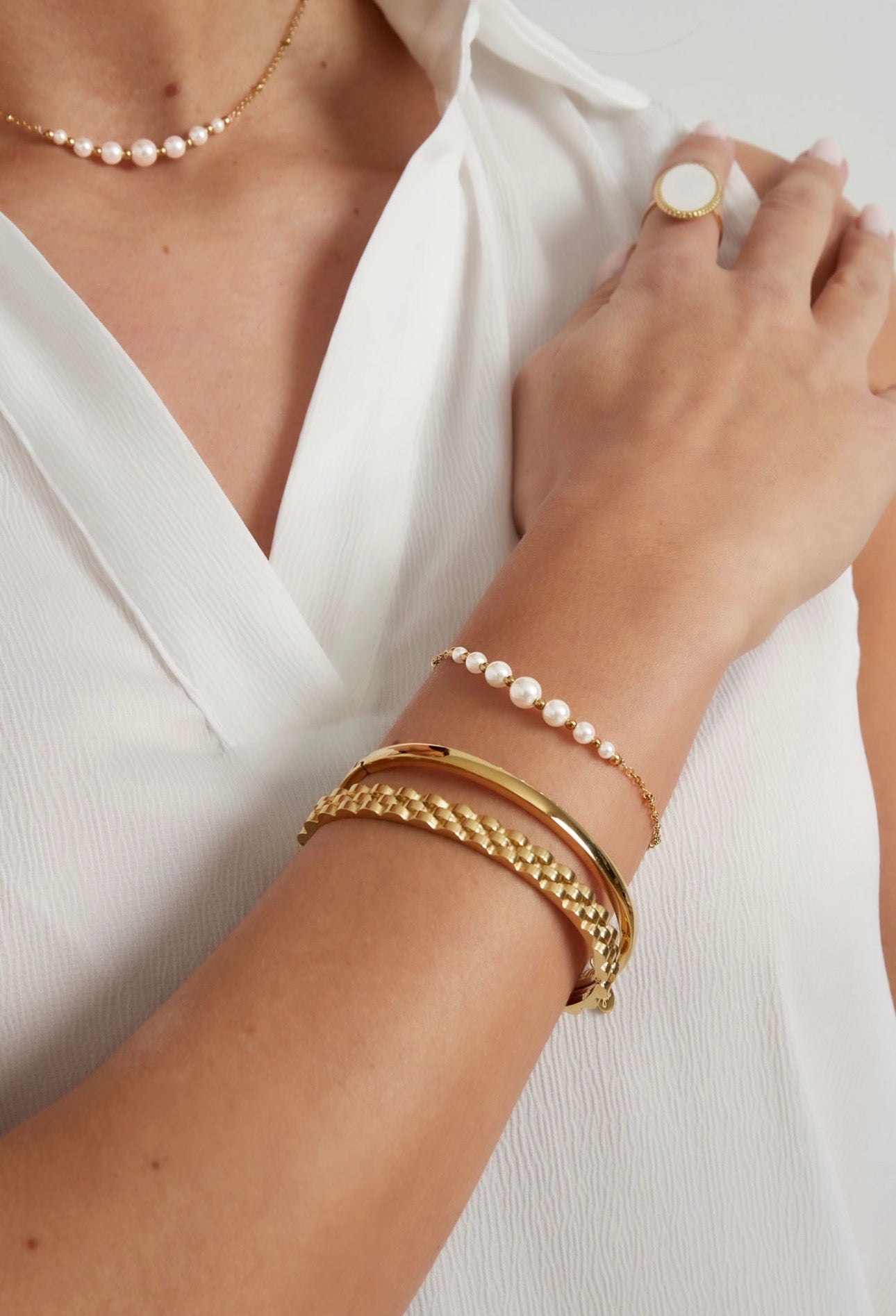 Armband met imitatieparels waterproof en nikkelvrij 