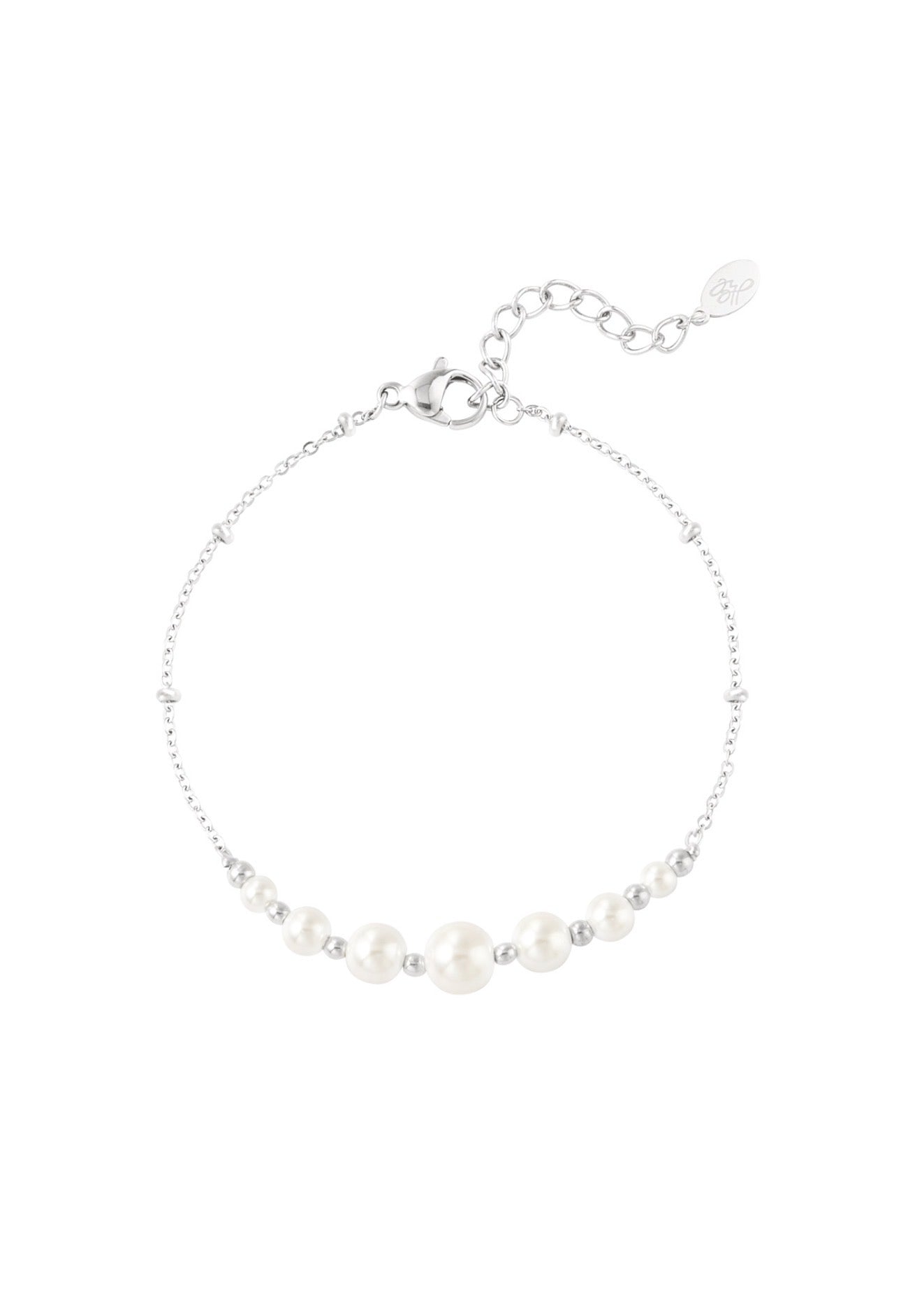 Armband met imitatieparels zilverkleur 