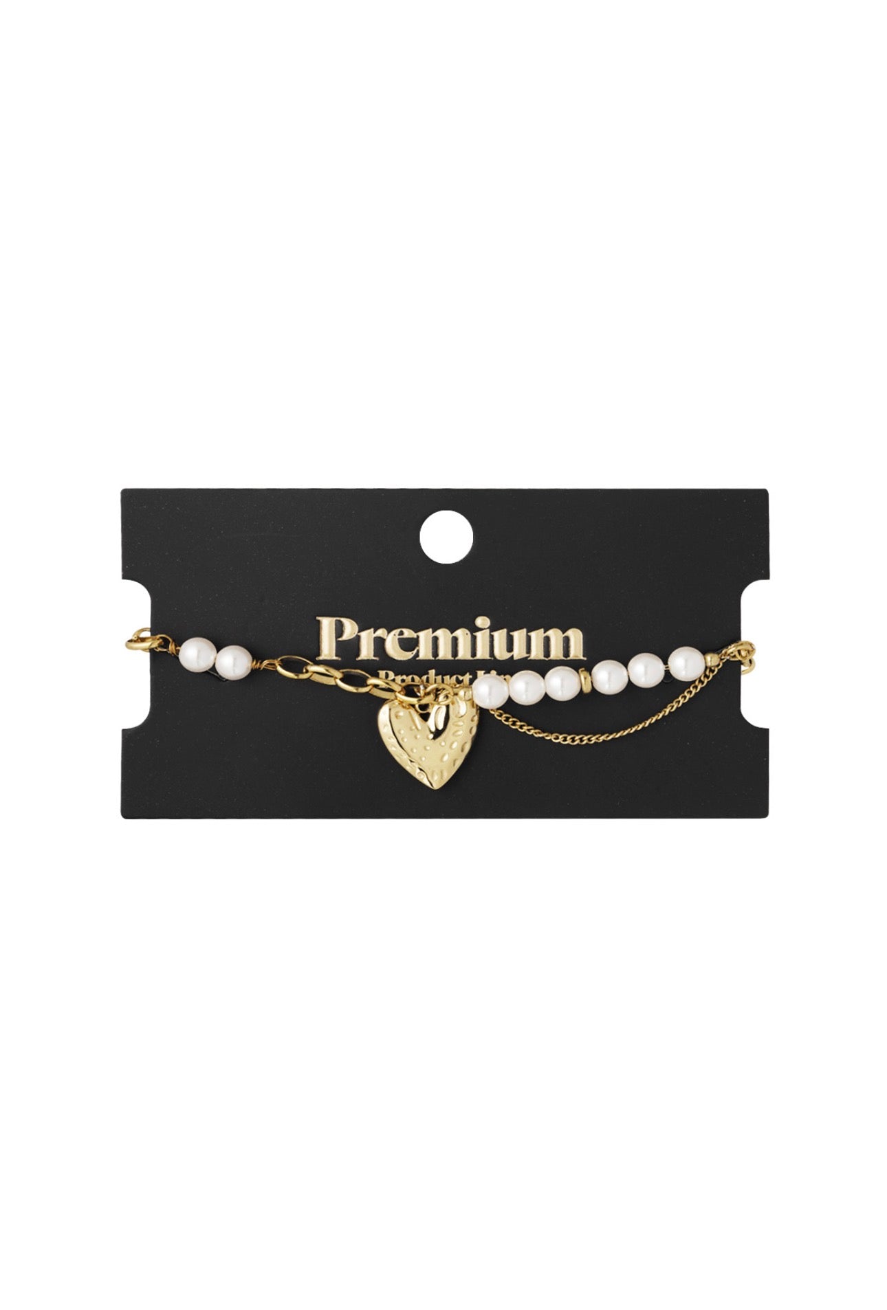 Armband met parels en hartje van premium stainless steel 