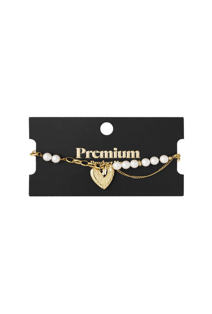 Armband met parels en hartje van premium stainless steel 