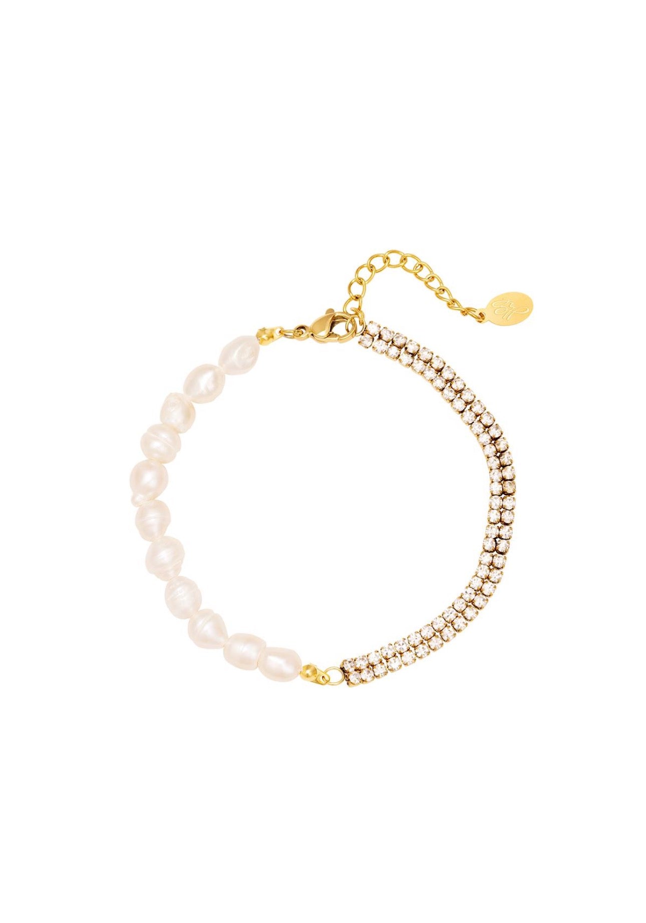 Armband met parels en strass steentjes Goudkleur 