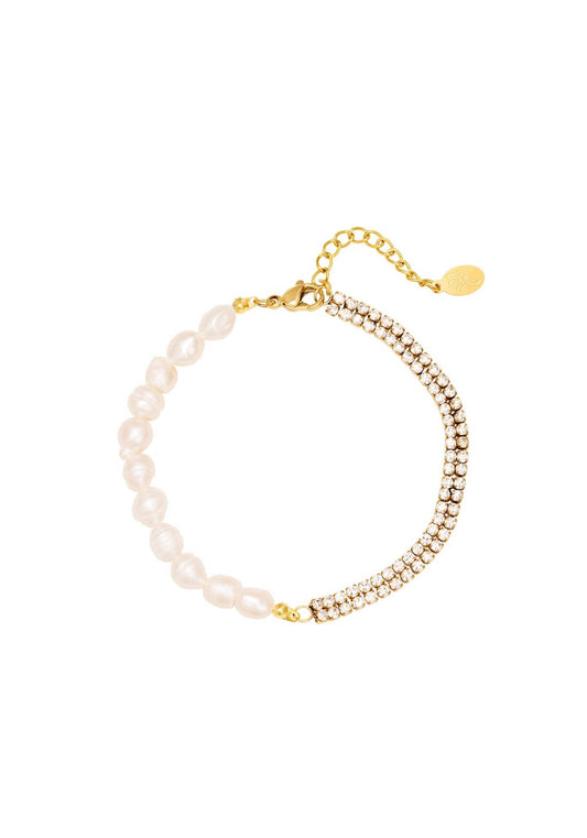 Armband met parels en strass steentjes Goudkleur 
