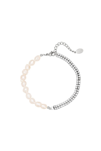 Armband met parels en strass steentjes Zilverkleur 