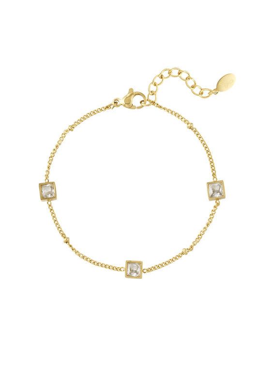 Armband met vierkante strass steentjes Goudkleur 