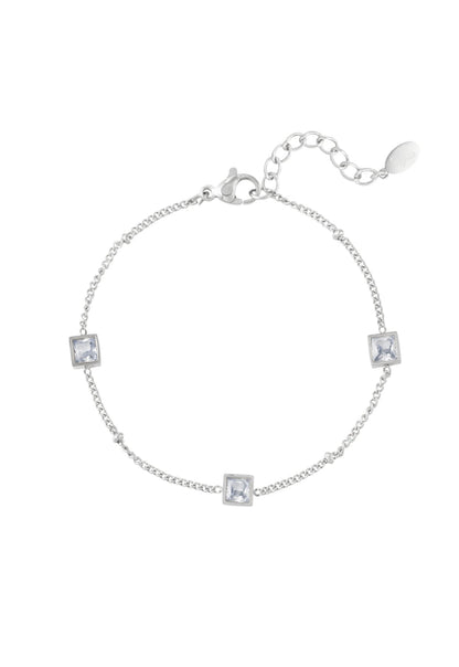 Armband met vierkante strass steentjes zilverkleur  