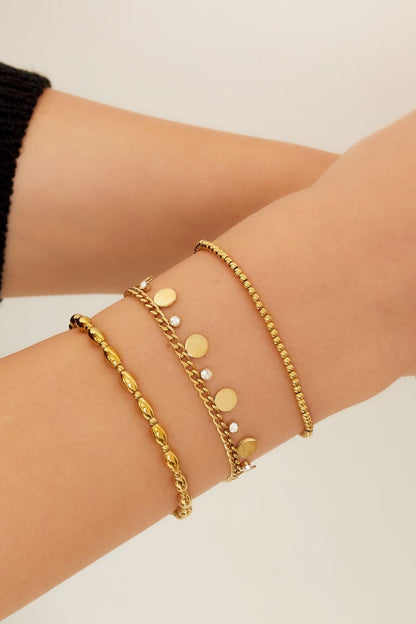 Armband rondjes en strass steentjes