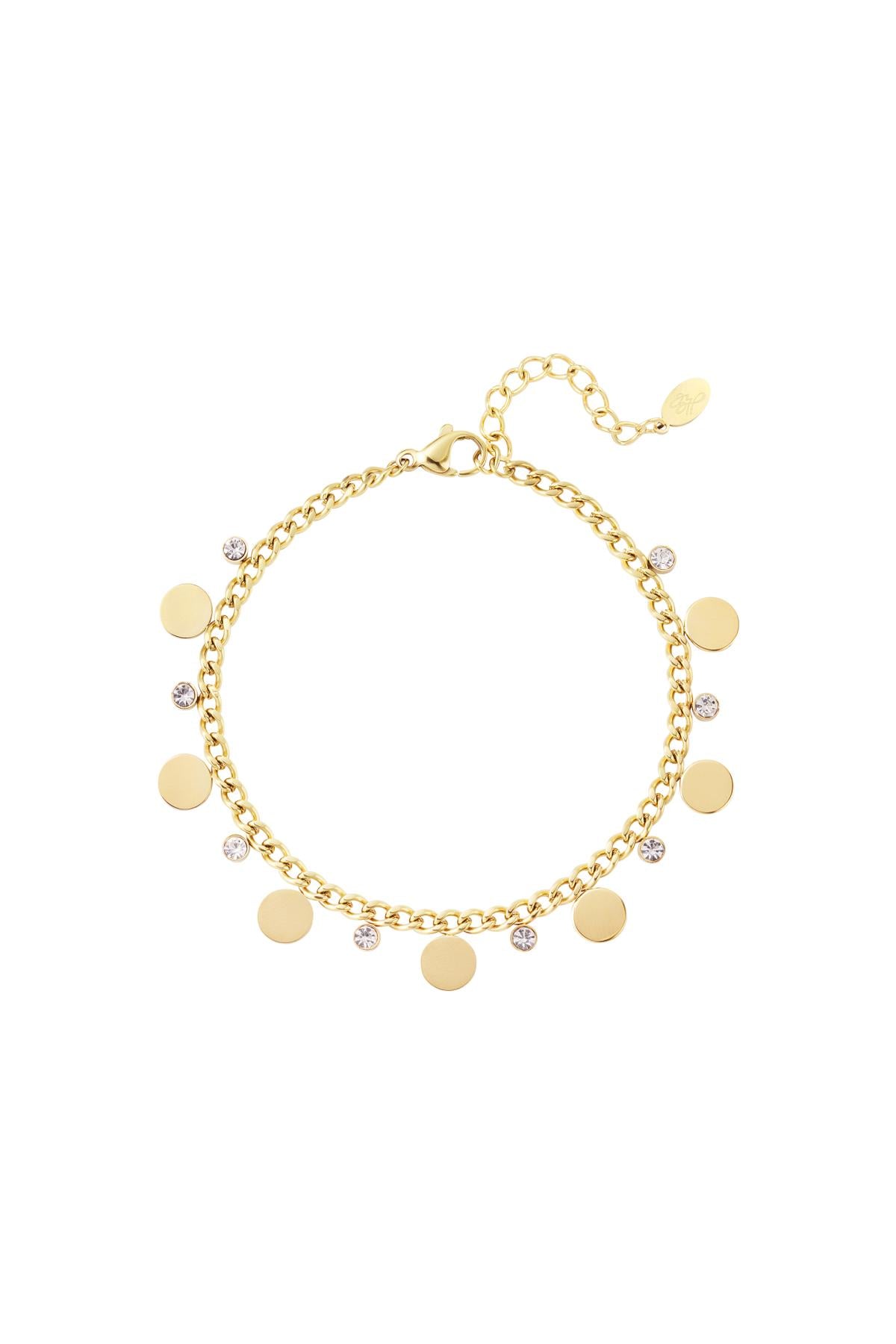 Armband rondjes en strass steentjes goudkleur 