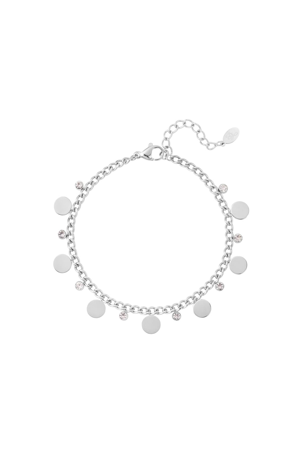 Armband rondjes en strass steentjes zilverkleur 