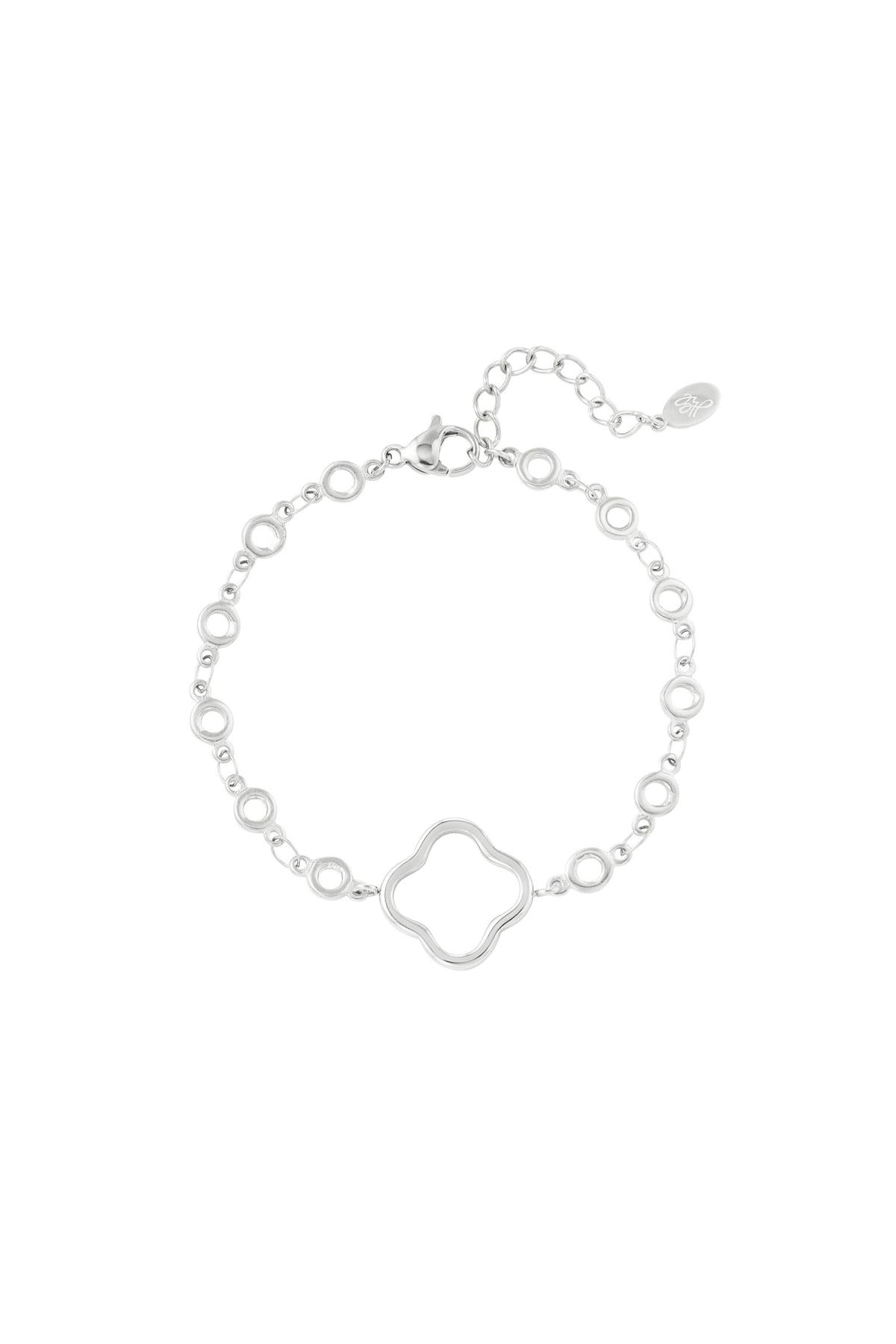 Armband rondjes met open klaver Zilverkleur 