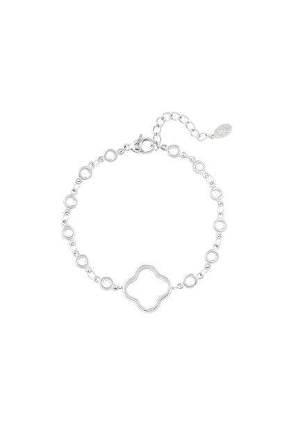 Armband rondjes met open klaver Zilverkleur 