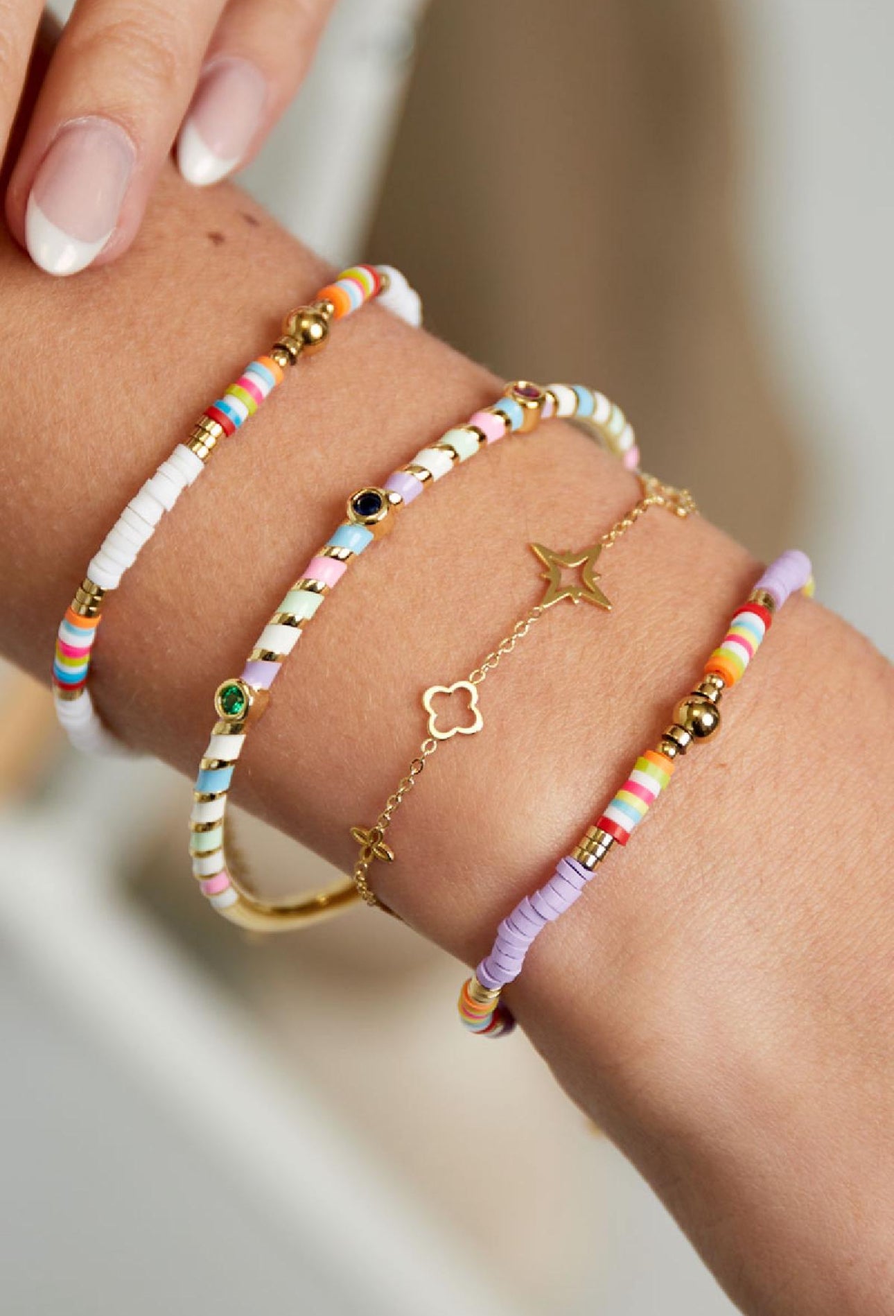 Armband shiny sparks, waterproof en nikkelvrij, armband met verschillende figuurtjes 