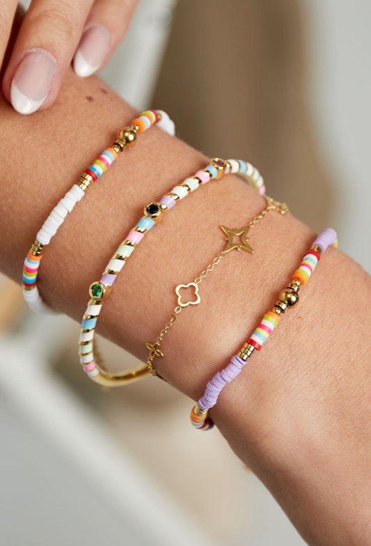 Armband shiny sparks, waterproof en nikkelvrij, armband met verschillende figuurtjes 