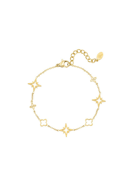 Armband shiny sparks met verschillende figuurtjes Goudkleur 